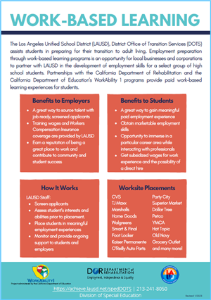 Work Based Learning flyer English_Spanish
